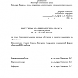 Совершенствование системы обучения и развития персонала на предприятии : ВКР бакалавра : направление подготовки 38.03.03 "Управление персоналом"