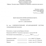 Совершенствование организационной структуры системы управления персоналом : ВКР бакалавра : направление подготовки 38.03.03 "Управление персоналом"