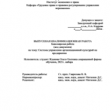 Система управления организационной культурой на предприятии : ВКР бакалавра : направление подготовки 38.03.03 "Управление персоналом"  